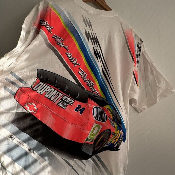 Vintage '96 Jeff Gordon Nascar T-Shirt Sz XL DuPont Racing "Finish First" - Picture 11 of 12